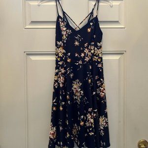 SZ S Floral The General Good cross back dress -- Navy
